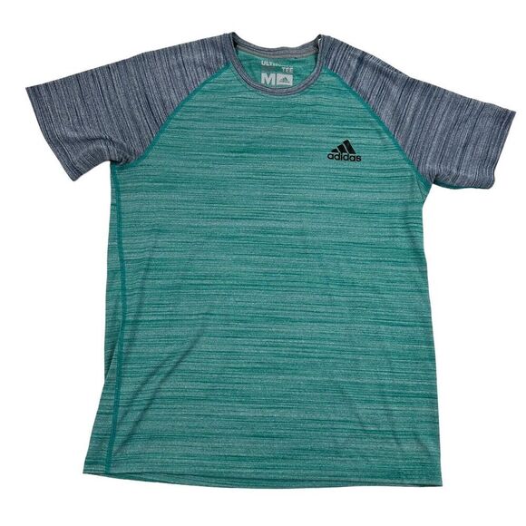 adidas Other - Adidas Climalite The Ultimate Tee Teal Gray Space Dye Raglan T-Shirt Polyester M